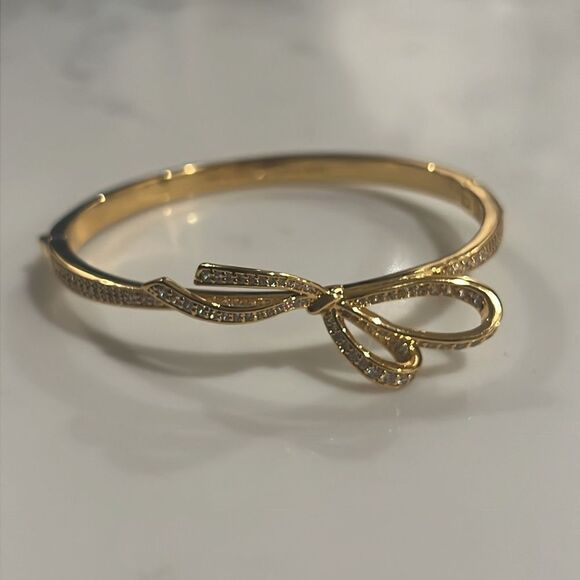 Kate Spade All Tied Up Pave Bow Bangle Cuff Bracelet - Picture 4 of 4